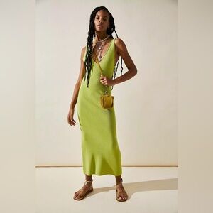 New Free People✨Daniela Low Back Midi Dress- Green